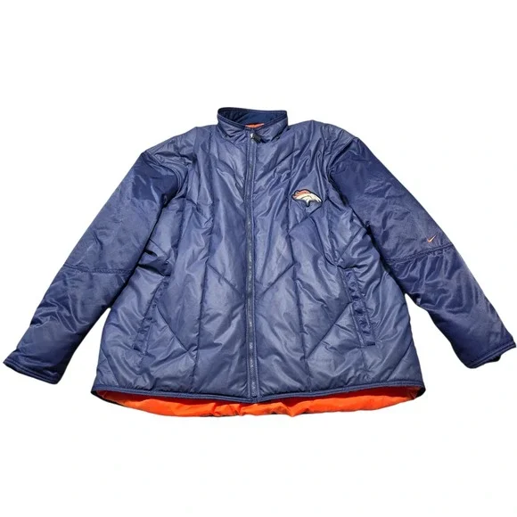Nike NFL Denver Broncos Puffer Jacket Mens 3XL Team Full Zip CoatREAD